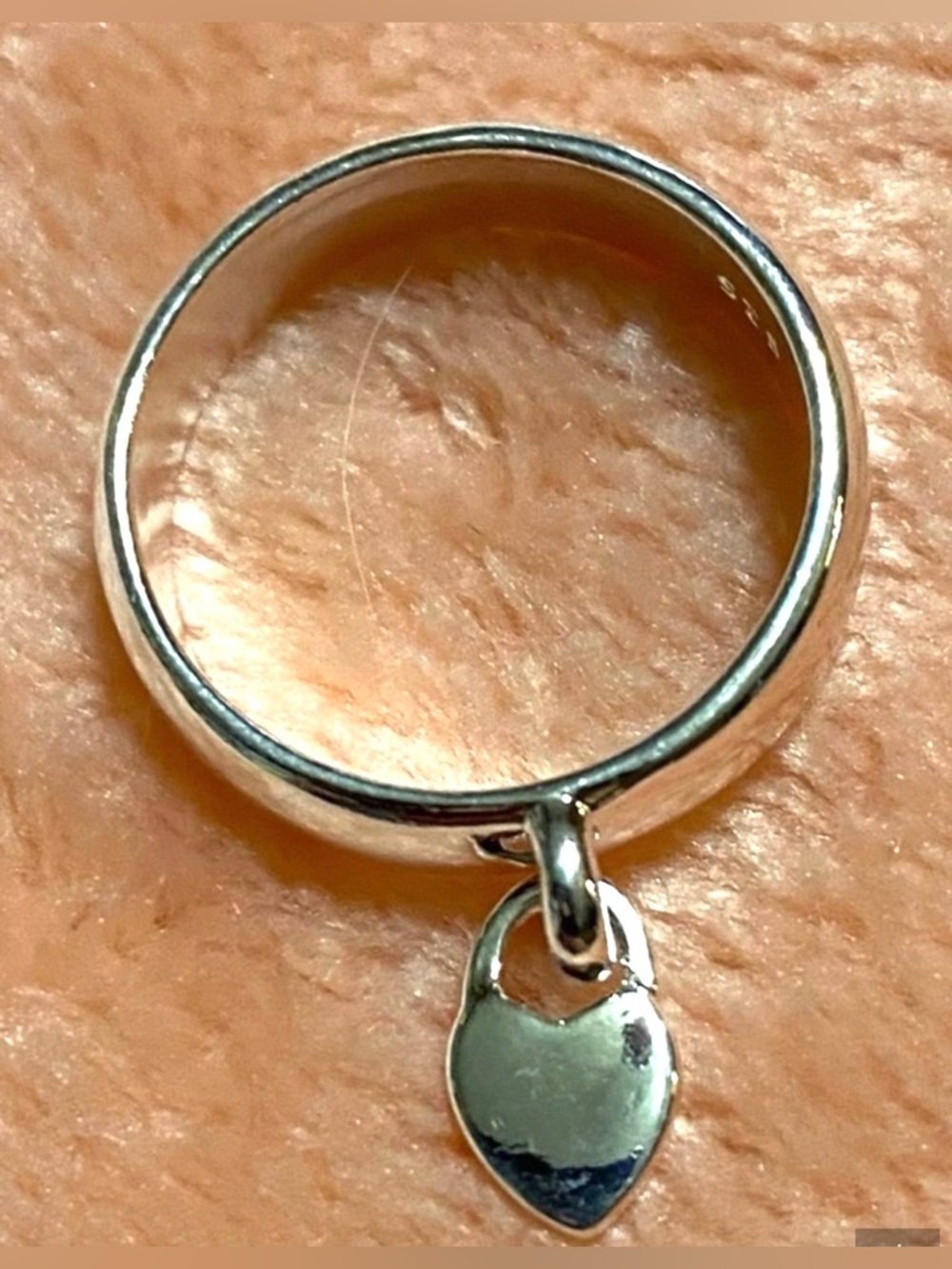 .925 Sterling Silver Heart Charm Ring for Women